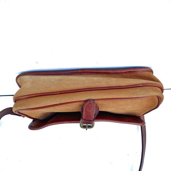 Western Timberland Crossbody | Camel Nubuck Leather Bag | Brass Hardware & Charm - Picture 10 of 16